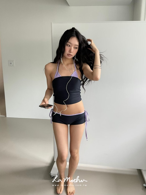 四角款拼色點點BRA比基尼